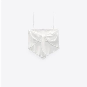 Tops | Womens Zara Satin Effect Crop Top White